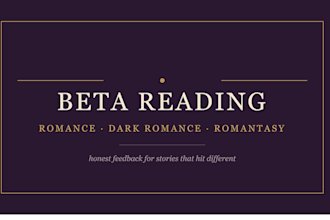 beta read your romance, dark romance or romantasy novel