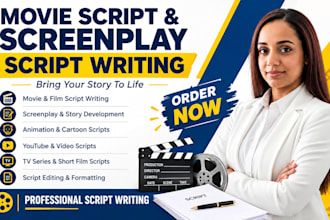 do movie script writing animation, screenplay, script writing youtube script