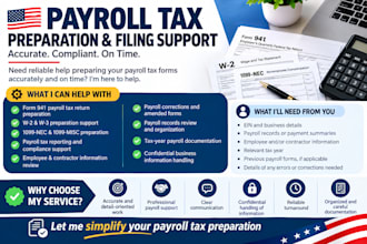 be your payroll expert for filling 941, w2, 1099 form