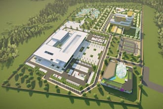 render 2d site plan, lot subdivision, plot illustration,recreational site layout