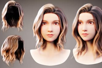 design realistic 3d model metahuman hair with alpha texture, xgen braid hair, ue