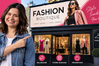 design clothing store billboard and signage for fashion promotion and brand ad