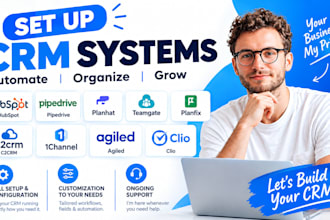set up hubspot CRM pipedrive planhat teamgate planfix c2crm 1channel agiled clio