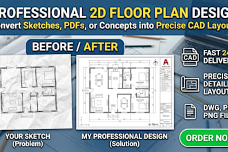 draw 2d floor plan, redraw house plan, architectural floor plan, and cad layout