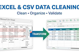 clean, format and organize your excel or CSV data