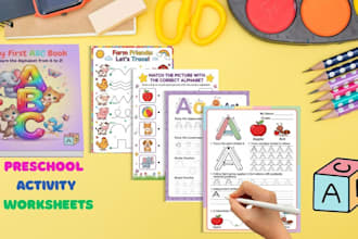 design kindergarten preschool alphabet writing tracing worksheets activity book