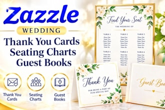create upload zazzle wedding thank you card seating charts guest books products