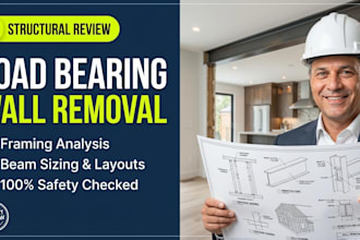 provide framing analysis and beam sizing on wall removal lay