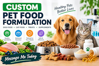 formulate custom pet food, dog food, cat food and pet supplements