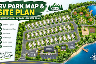 design professional rv park map, campground map and site