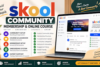 set up skool community, membership and online course, skool expert, skool course