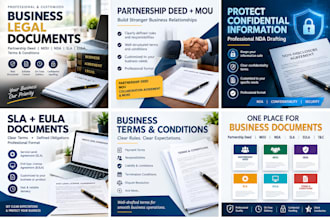 draft professional partnership deed, mou, nda, sla business legal documents
