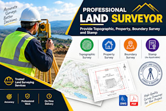 provide land surveyor for topographic, property, boundary survey and stamp