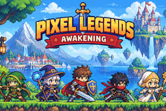 create a pokemon style sprite sheet, pixel art sprites, prop and 2d game assets