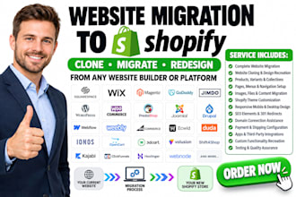 website migration migrate wix godaddy magento squarespace jimdo duda to shopify
