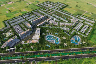 retrofit 3d masterplan community, housing township architecture, detached house