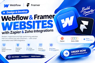 build webflow or framer website with zapier, zoho integrations