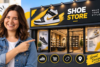 design shoe store billboard and signage for footwear sales promotion and retail