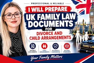 prepare UK family law documents for divorce and child arrangements