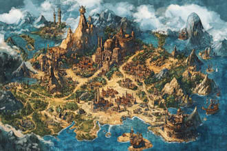 make fantasy map illustration for map