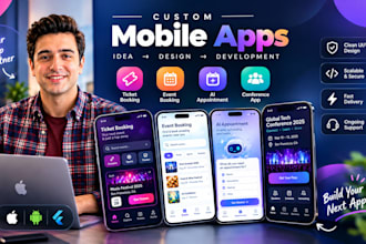develop ticket booking app event booking app ai appointment app conference app