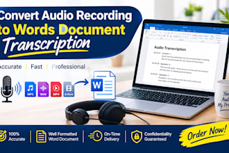 convert audio recording to words document transcription
