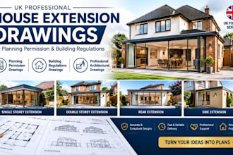 create UK house extension drawings single storey extension