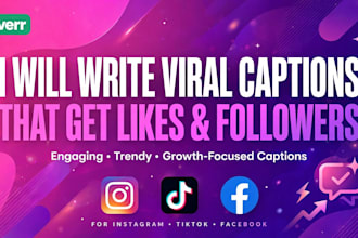 write viral facebook and tiktok captions with hashtags