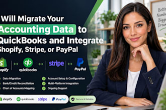 migrate your accounting to quickbooks and integrate shopify, stripe, or paypal