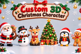 design 3d christmas character chibi toy mascot character model for 3d printing