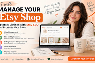 manage your etsy shop, optimize listings with etsy SEO and promote your store
