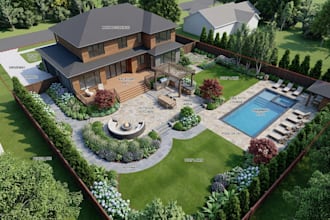 3d design yard garden remodel, property site plan, hardscape layout landscaping