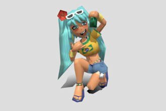 create stylized low poly game character, ps1 ps2 n64 character, retro horror 3d