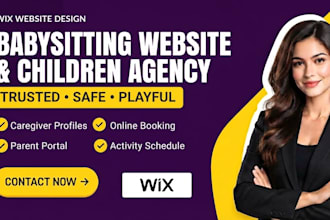 design wix babysitting website children funny agency website