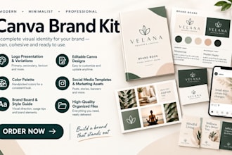 design a minimalist canva brand kit, brand board, brandbook, visual identity