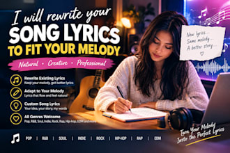 rewrite your song lyrics to fit your melody for a natural custom song adaptation