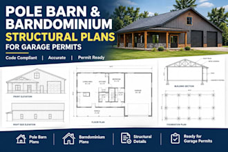 draft pole barn and barndominium structural plans for garage permits