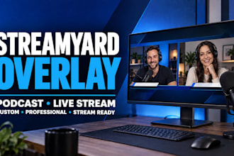 create streamyard, streamlabs, obs overlay for youtube podcast
