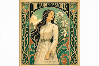 illustrate a vintage art nouveau book cover art