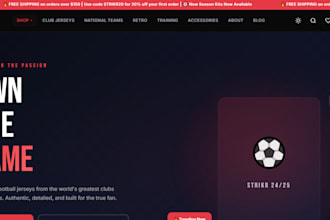 design a modern football jersey ecommerce website