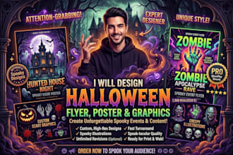 design halloween flyer spooky event poster and scary halloween graphics