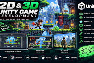 do 2d unity game mobile game android pc game 3d unity developer game development