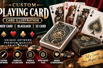 custom playing card design card illustration poker card blackjack 52 card