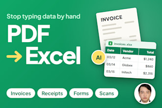 extract data from pdfs, invoices and scans to excel with ai ocr
