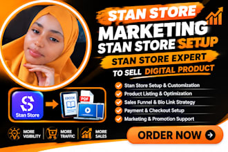 stan store marketing, stan store setup stan store expert to sell digital product