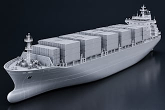 cad container ship modeling, marine commercial vessel step rhino 3d printing