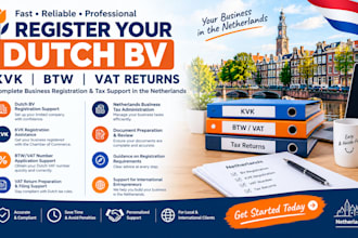 register dutch bv, kvk, btw number for vat returns fillings, netherlands tax