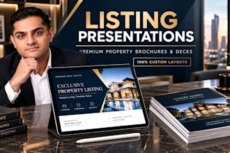 design real estate canva listing, presentation realtor and property brochure