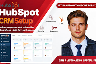 set up hubspot CRM with pipelines, sequences, deal automation, and workflows