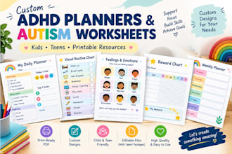 design custom adhd planners and autism worksheets for kids